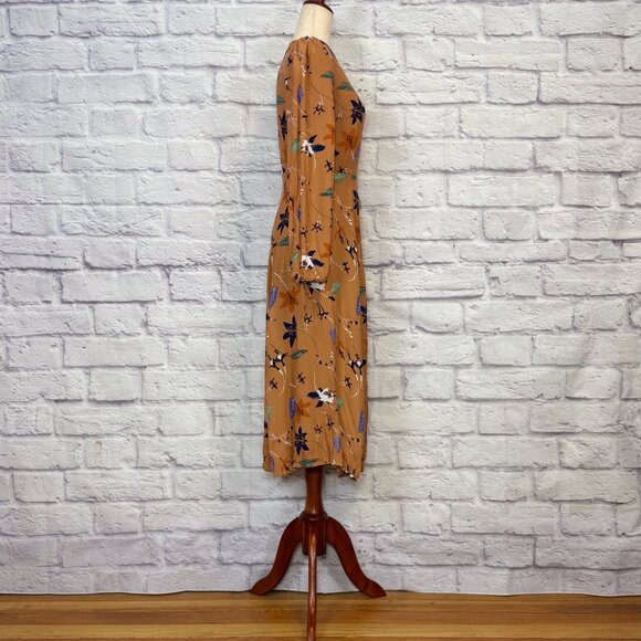 Urban Outfitters Audrey Tan Floral Wrap Dress - Picture 3 of 6